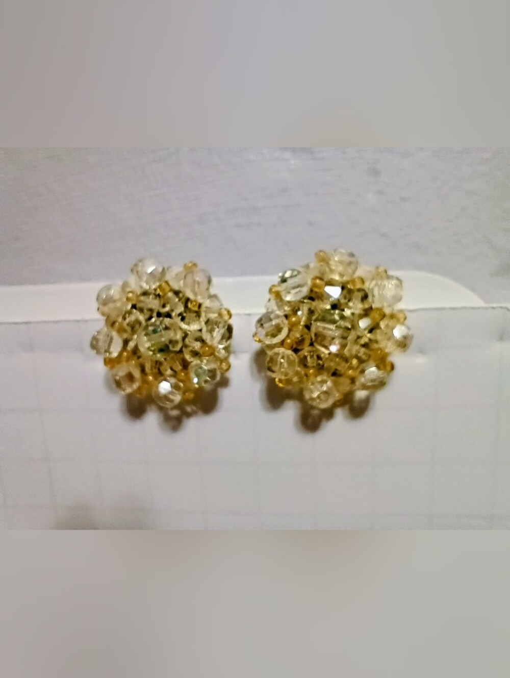Vintage Aurora Borealis Clip on Earrings